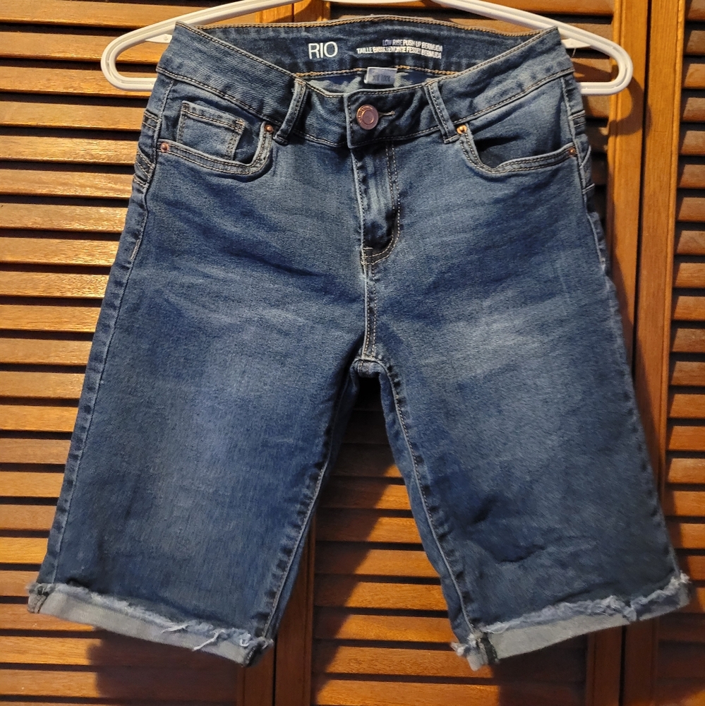 Low Rise Push Up Bermuda Style Jean Shorts